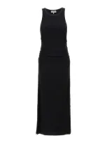 Ganni Logo Ribbed Dress In Black