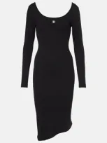 Givenchy Ribbed-knit Cotton Jersey Midi Dress In Black