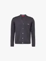 Gucci Logo-embroidered Wool Cardigan In Gray