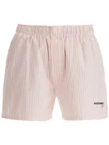 Homme Girls Shorts In Oxford A Righe In Pink