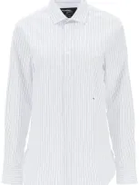 Homme Girls Striped Poplin Shirt In White