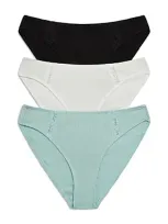 Honeydew Minnie Hipster Bikini 3 Pack In Black/white/tea Leaf