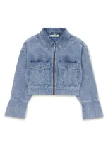 Honor The Gift Crop Denim Jacket In Light Blue