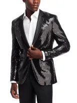 Hugo Modern-fit Jacket In Sequinned Stretch Fabric In Black