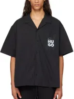 Hugo Black Dropped Shoulder Shirt In 001-black