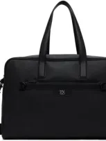 Hugo Black Faux-leather Duffle Bag In 001-black