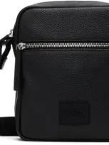 Hugo Black Faux-leather Reporter Bag In 001-black