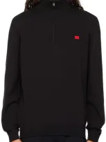 Hugo San Quintus-c Mens 1/4 Zip Pullover In Black 001