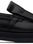 Hugo Mens Black Tassel-embellished Flat Leather Moccasins