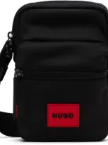 Hugo Black Logo Patch Crossbody Bag In Black 002