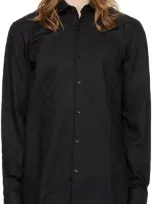 Hugo Black Spread Collar Shirt In 001-black