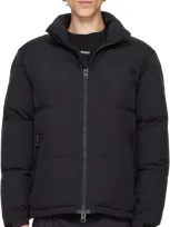 Hugo Black Water-repellent Down Jacket In 001-black