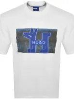 Hugo Blue Nedary Crew Neck T Shirt White