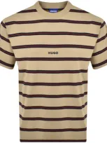 Hugo Blue Nistripo Striped T Shirt Beige