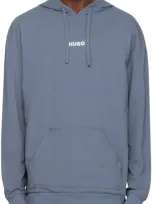 Hugo Blue Print Hoodie In 462-open Blue