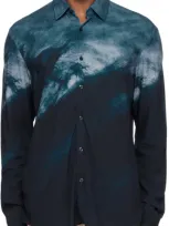 Hugo Blue Printed Shirt In 427-medium Blue