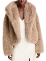 Hugo Boss 2.0 Cabarette Faux Fur Coat In Brown Fur