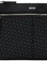 Hugo Boss Black Monogram Pattern Envelope Bag In 001-black