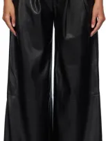 Hugo Boss Black Pleat-front Relaxed-fit Faux-leather Trousers In 001 Black