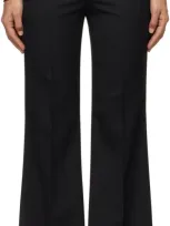 Hugo Boss Black Regular-fit Flared Wool Twill Trousers In 001 Black