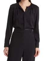 Hugo Boss Boss Banorah Stretch Silk Top In Black