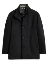 Hugo Boss Boss Coxtan Virgin Wool Blend Coat With Bib In Black