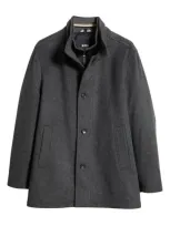 Hugo Boss Boss Coxtan Virgin Wool Blend Coat With Bib In Black