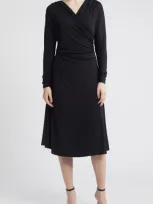 Hugo Boss Long-sleeved Dress With Wrap Front In Black