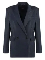 Hugo Boss Regular-fit Long-length Jacket In Denim-effect Twill In Blue