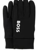 Hugo Boss Boss  Logo Printed Stretch Gloves In Black