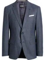 Hugo Boss Boss Hutson Microcheck Stretch Wool Sport Coat In Dark Blue