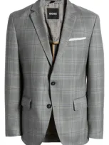 Hugo Boss Boss Hutson Windowpane Check Sport Coat In Medium Grey