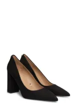 Hugo Boss Suede Pumps With 9cm Block Heel In Black