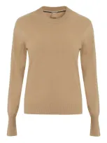 Hugo Boss Boss Long Sleeve Crew-neck Sweater In Brown