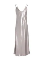 Hugo Boss Boss Woman Maxi Dress Platinum Size 14 Polyester, Recycled Polyester In Grey