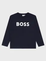 Hugo Boss Kids' Boys Long Sleeve Logo T-shirt In Black