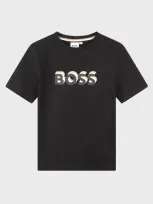 Hugo Boss Kids' Boy's Embossed Logo-print T-shirt In Black