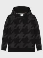 Hugo Boss Kids' Boy's Houndstooth-print Hoodie In Black