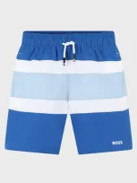 Hugo Boss Kids' Boss Boys Blue Striped Swim Shorts