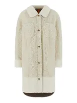 Hugo Boss Ivory Polyester Coat In Beige