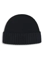 Hugo Boss Edo Wool Blend Ribbed Knit Beanie In Black