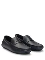 Hugo Boss Noel Mens Leather Driving Moccasins In Black 001