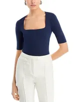 Hugo Boss Eva Elbow Sleeve Top In Dark Blue