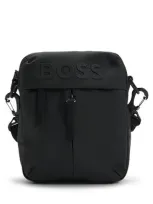 Hugo Boss Faux-leather Reporter Bag With Tonal Logo In Brown