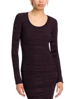 Hugo Boss Firama Ribbed Top In Nightfall Burgundy