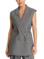 Hugo Boss Jewelara Pinstriped Vest In Grey