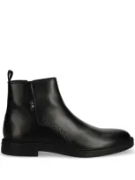 Hugo Boss Leather Ankle Boots In Black