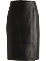 Hugo Boss Leather Wrap Skirt In Black