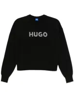 Hugo Boss Logo-jacquard Sweater In Black