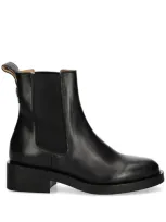 Hugo Boss Leather Chelsea Boots With Logo Rivet In 黑色